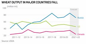 S&P Global image about wheat production falling in 2021