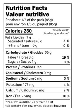 Classic Sourdough Spaghetti Nutritional Panel